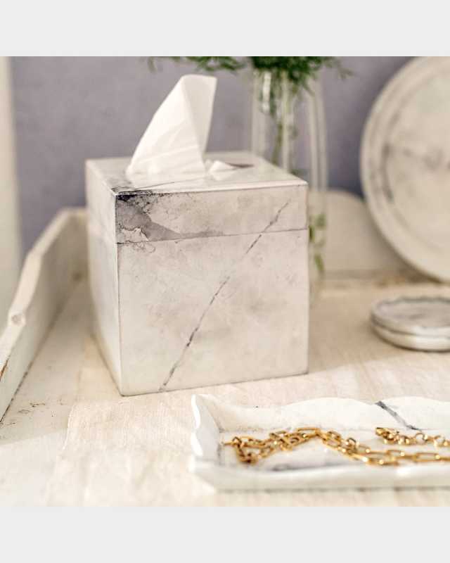 Florentine Wooden Accessories Marble Tissue Box